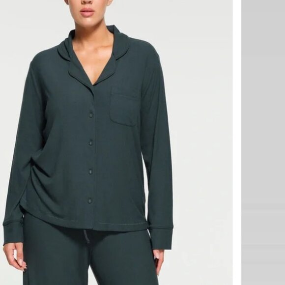 SKIMS Soft Lounge Ribbed Sleep Shirt Top Cypress Green XL - Picture 1 of 14
